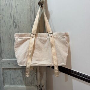 eesome canvas cream tote Shoulder Bag with Modern Design